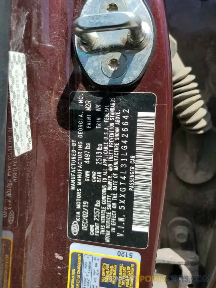 12 Photograph of a damaged car 5XXGT4L31LG426642 KIA OPTIMA 2020