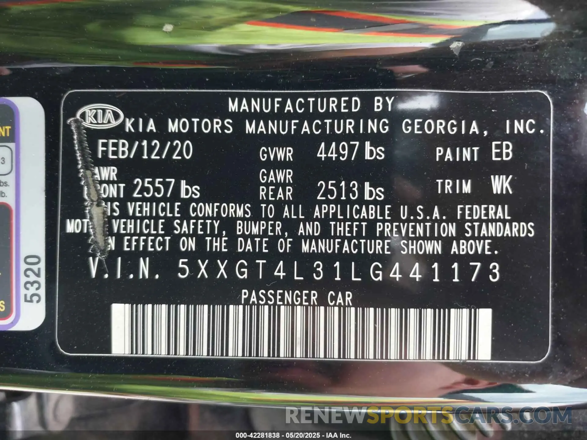 9 Photograph of a damaged car 5XXGT4L31LG441173 KIA OPTIMA 2020