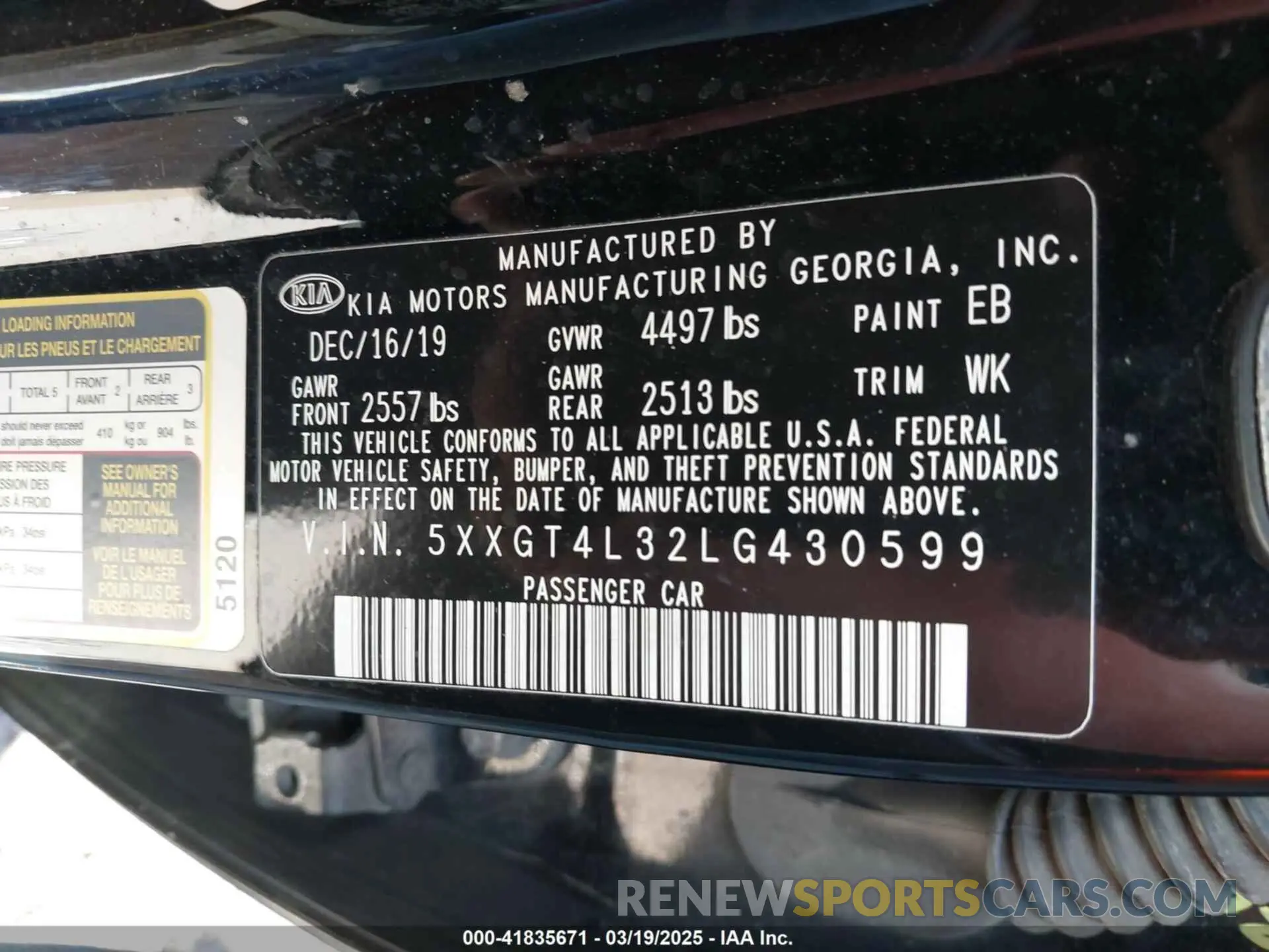 9 Photograph of a damaged car 5XXGT4L32LG430599 KIA OPTIMA 2020