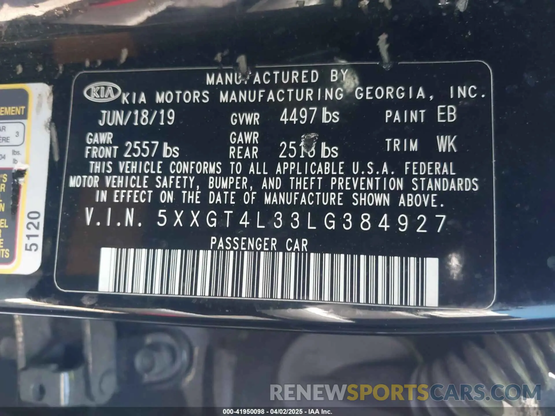 9 Photograph of a damaged car 5XXGT4L33LG384927 KIA OPTIMA 2020