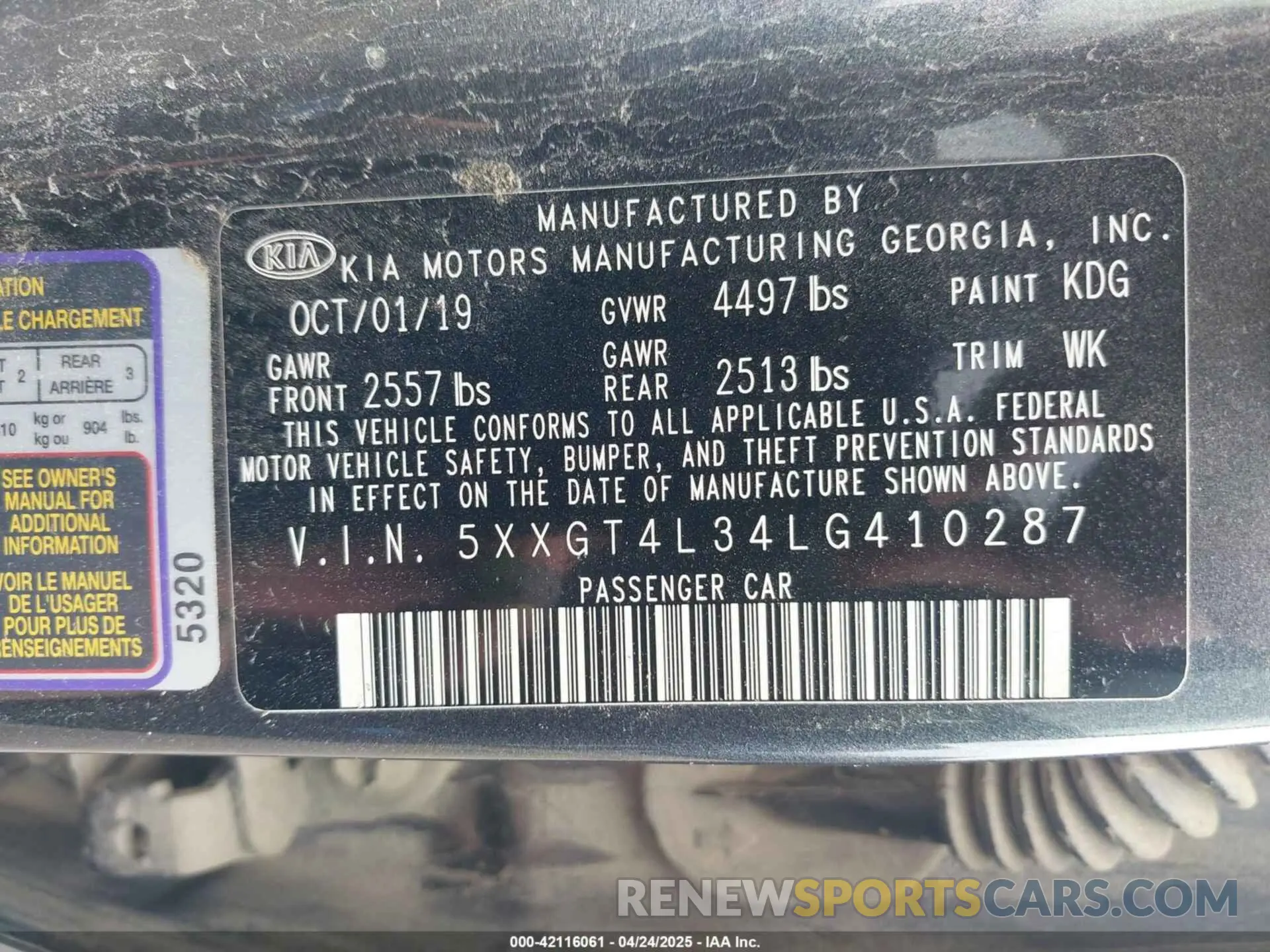 9 Photograph of a damaged car 5XXGT4L34LG410287 KIA OPTIMA 2020