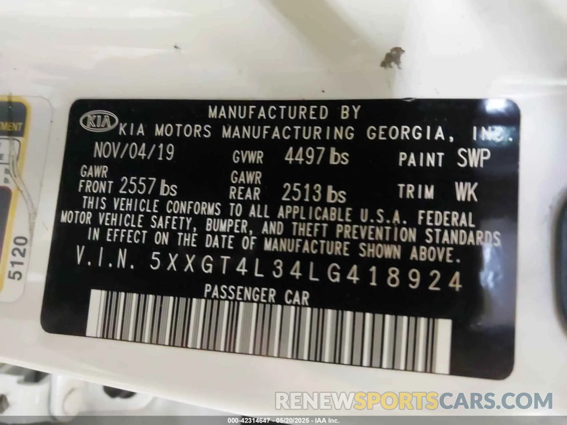 9 Photograph of a damaged car 5XXGT4L34LG418924 KIA OPTIMA 2020