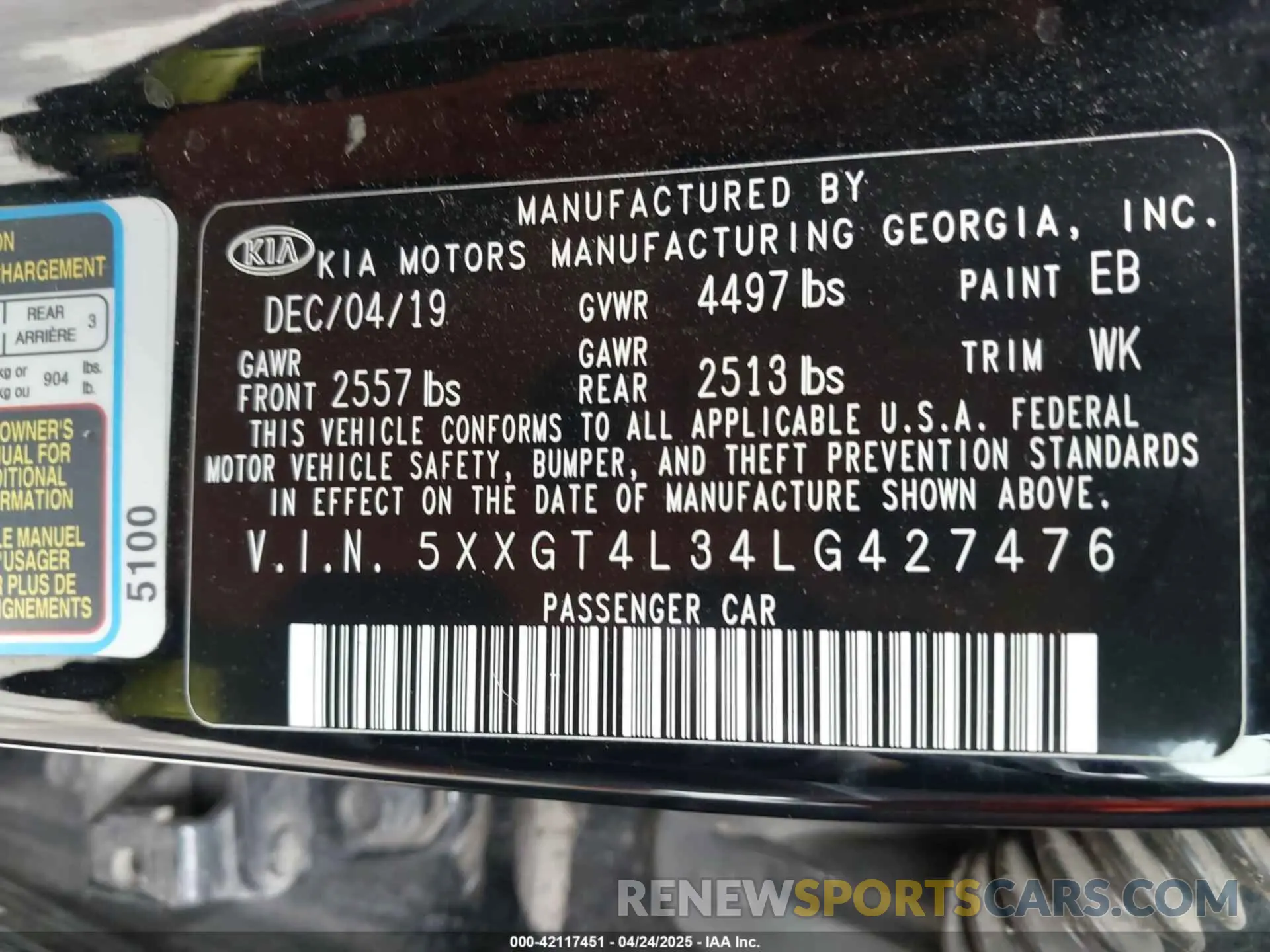 9 Photograph of a damaged car 5XXGT4L34LG427476 KIA OPTIMA 2020