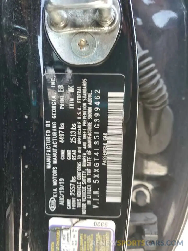 12 Photograph of a damaged car 5XXGT4L35LG399462 KIA OPTIMA 2020
