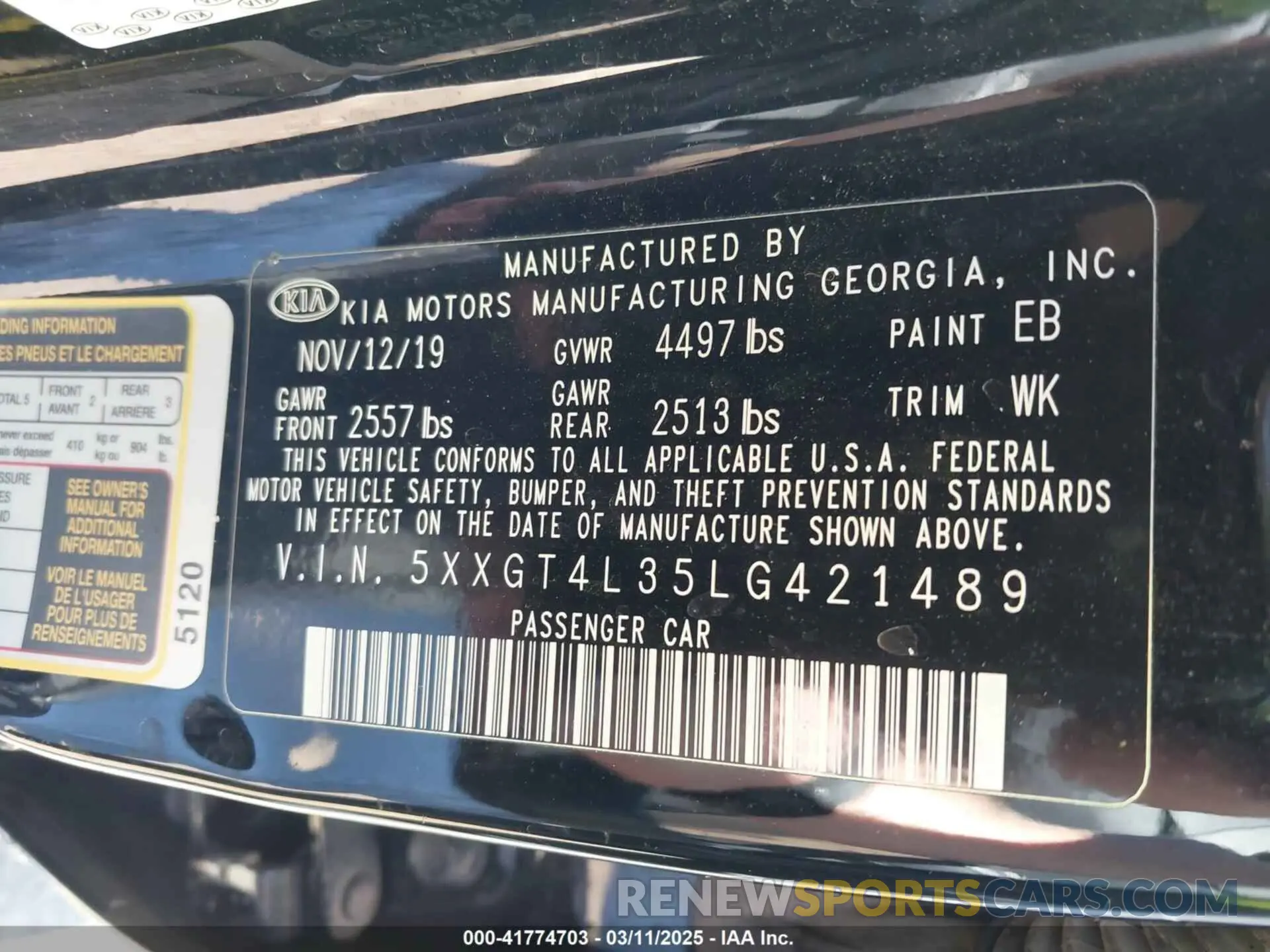 9 Photograph of a damaged car 5XXGT4L35LG421489 KIA OPTIMA 2020