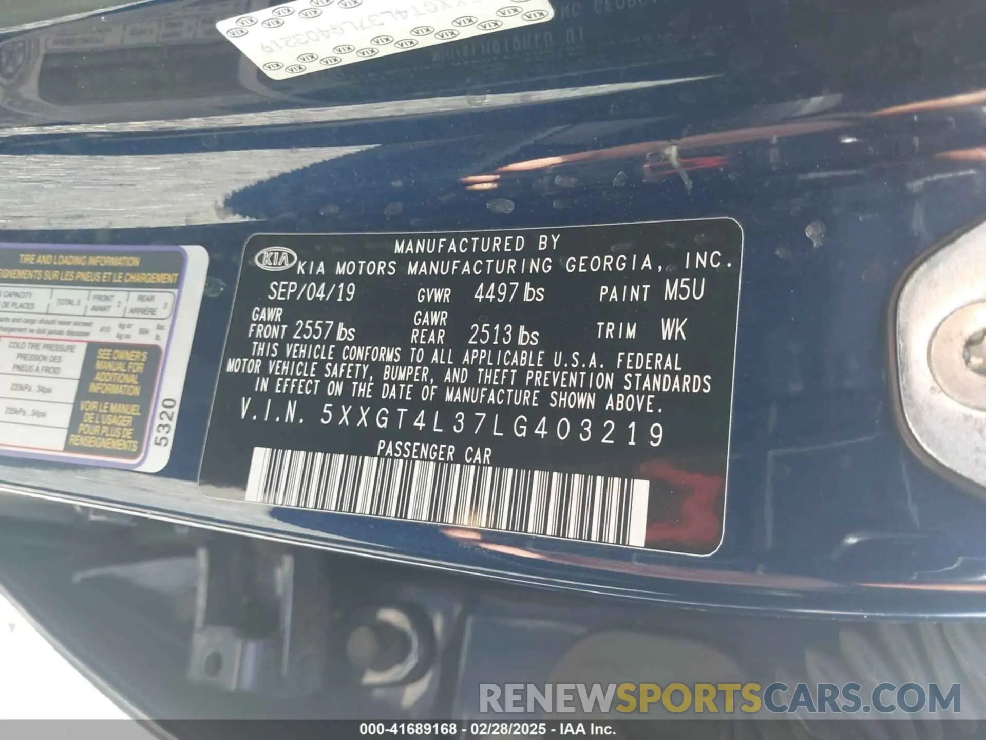9 Photograph of a damaged car 5XXGT4L37LG403219 KIA OPTIMA 2020