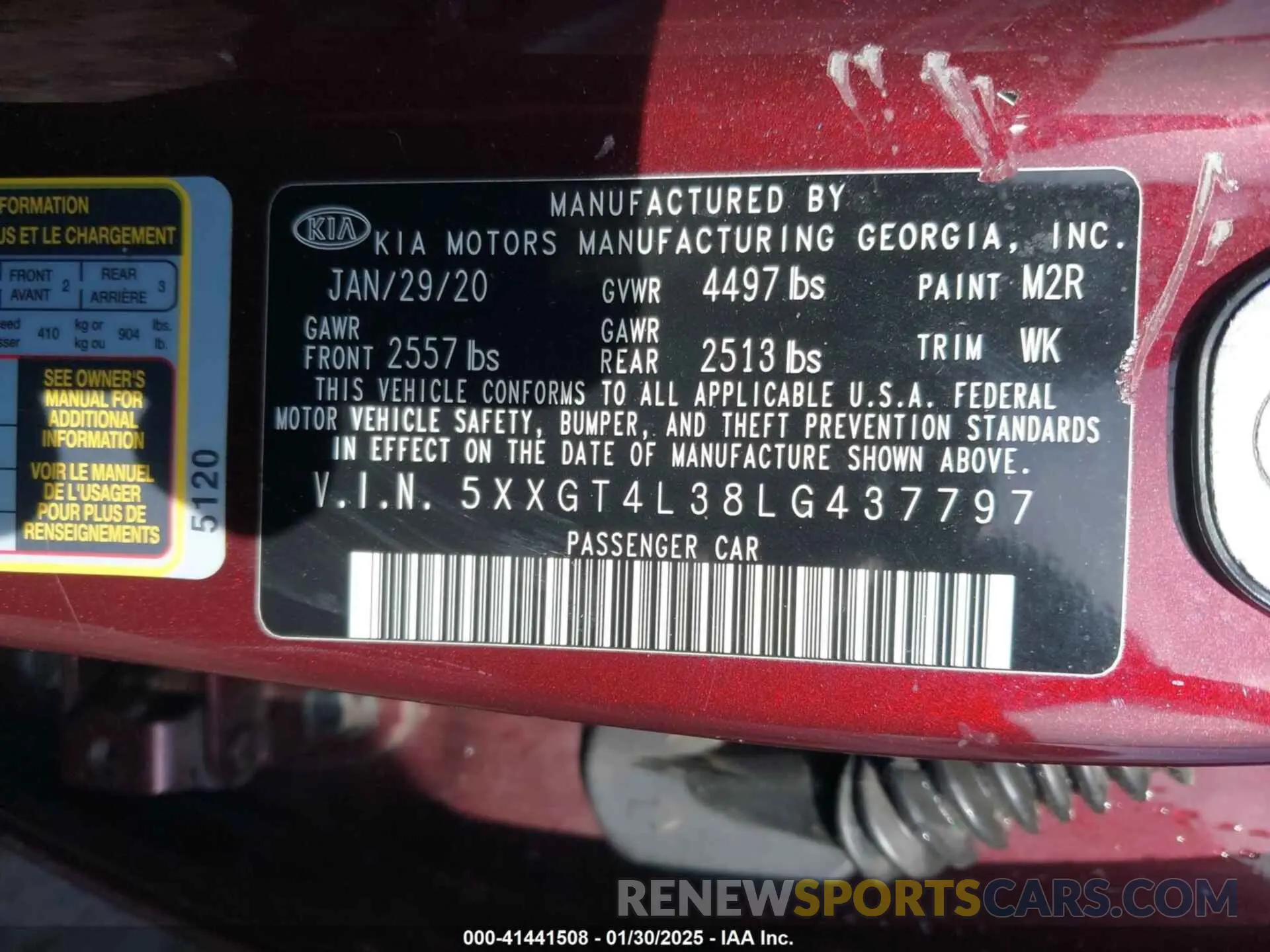 9 Photograph of a damaged car 5XXGT4L38LG437797 KIA OPTIMA 2020