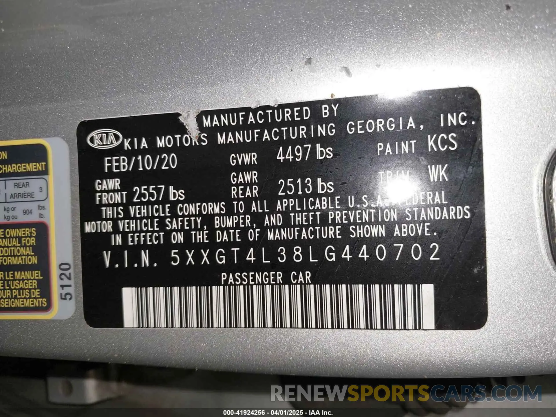 9 Photograph of a damaged car 5XXGT4L38LG440702 KIA OPTIMA 2020