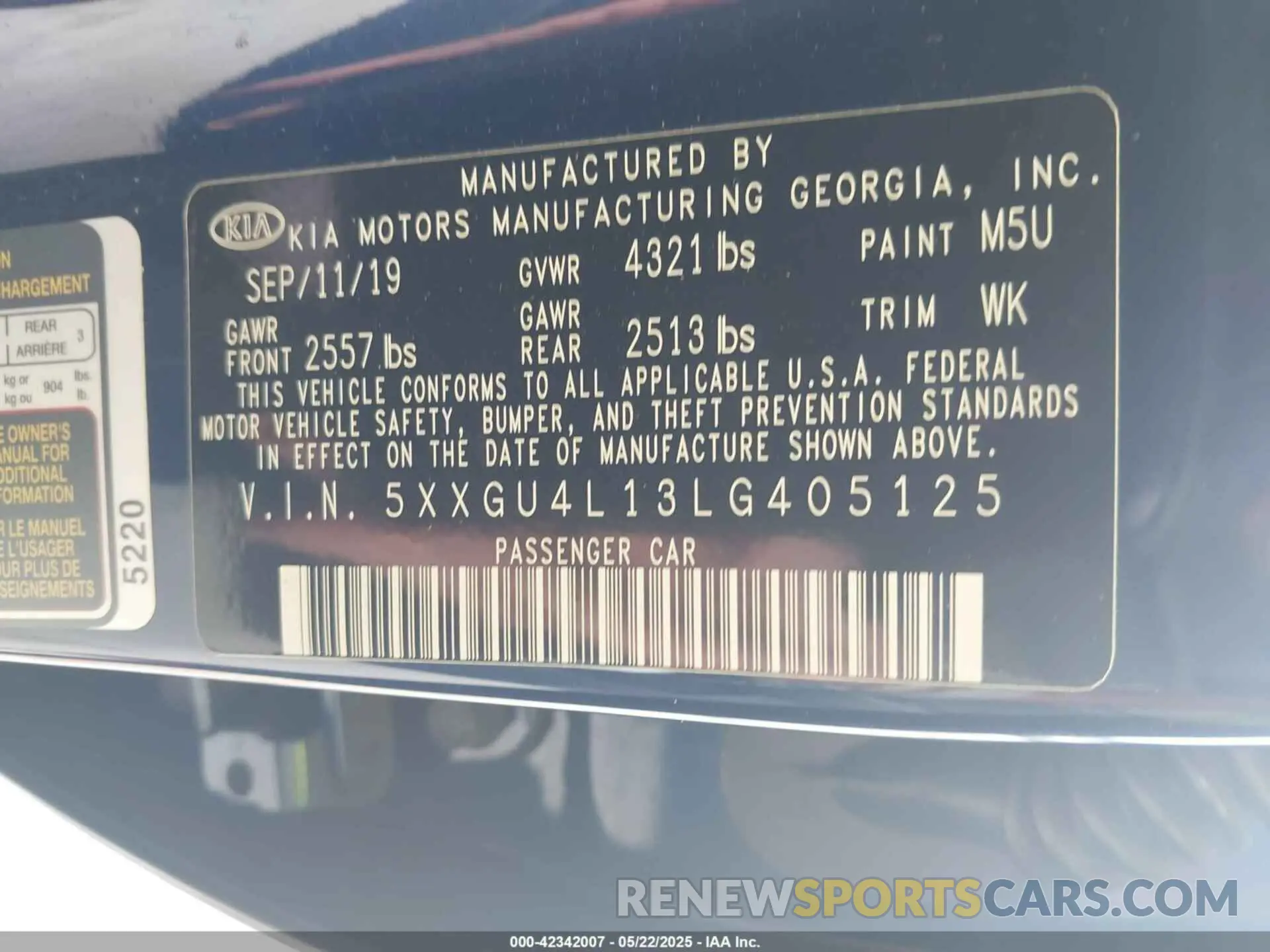 9 Photograph of a damaged car 5XXGU4L13LG405125 KIA OPTIMA 2020
