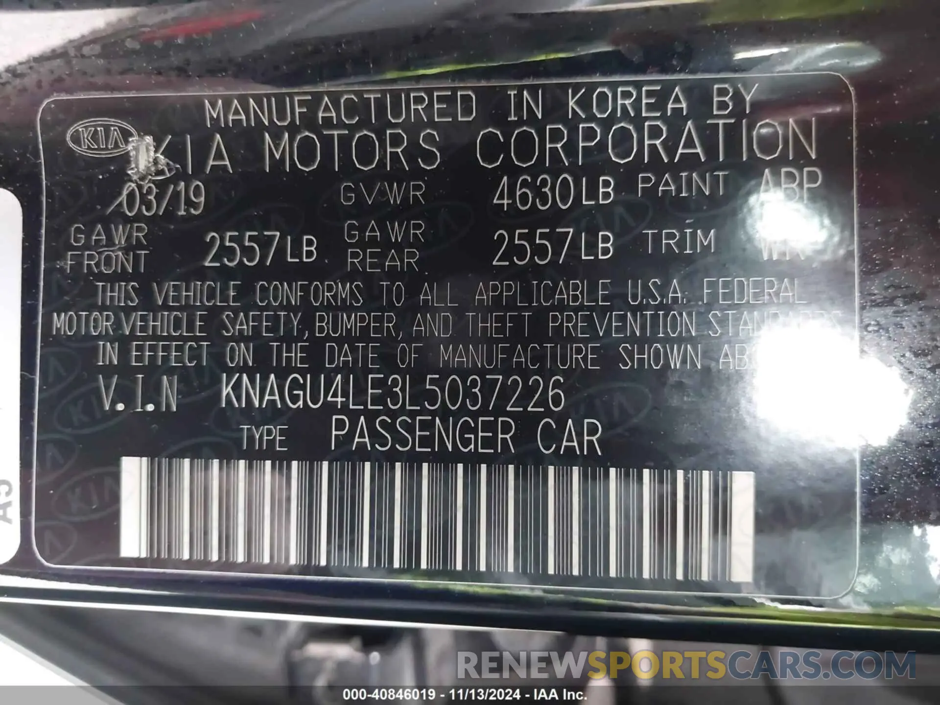 9 Photograph of a damaged car KNAGU4LE3L5037226 KIA OPTIMA HYBRID 2020