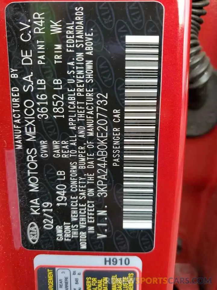 14 Photograph of a damaged car 3KPA24AB0KE207732 KIA RIO 2019