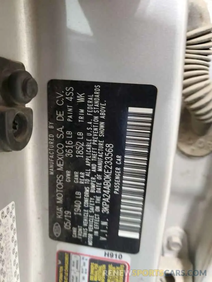 14 Photograph of a damaged car 3KPA24AB0KE233568 KIA RIO 2019