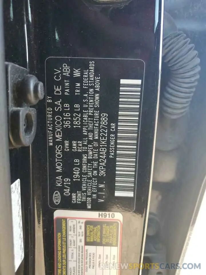 13 Photograph of a damaged car 3KPA24AB1KE227889 KIA RIO 2019