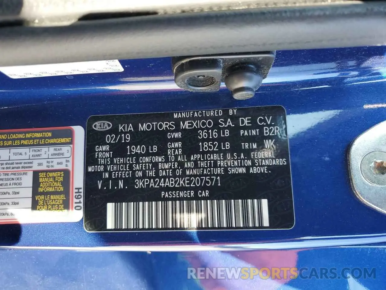15 Photograph of a damaged car 3KPA24AB2KE207571 KIA RIO 2019