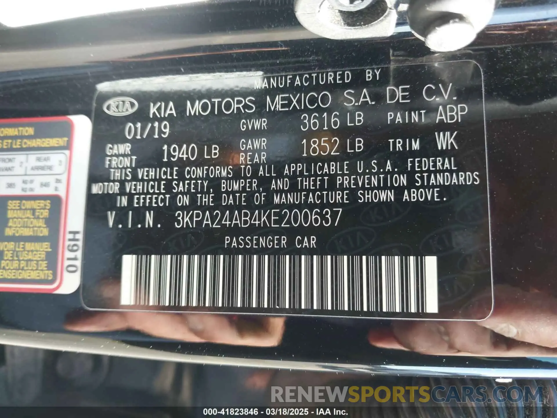 9 Photograph of a damaged car 3KPA24AB4KE200637 KIA RIO 2019