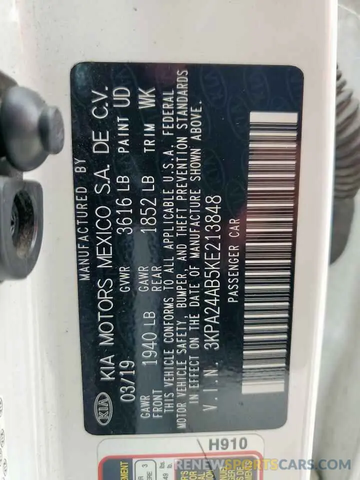 13 Photograph of a damaged car 3KPA24AB5KE213848 KIA RIO 2019