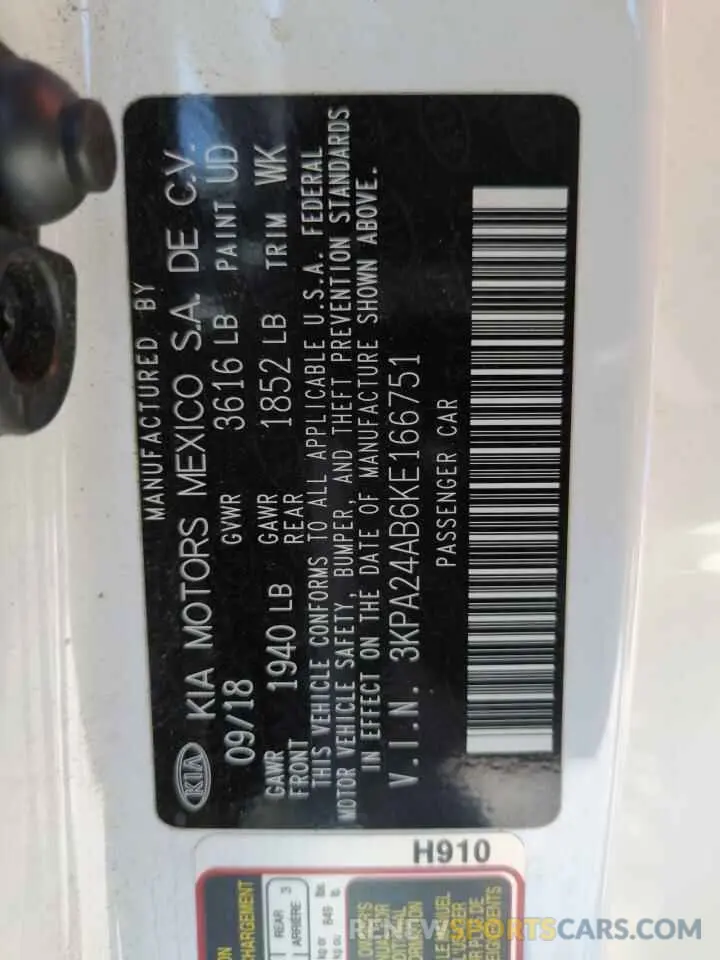13 Photograph of a damaged car 3KPA24AB6KE166751 KIA RIO 2019