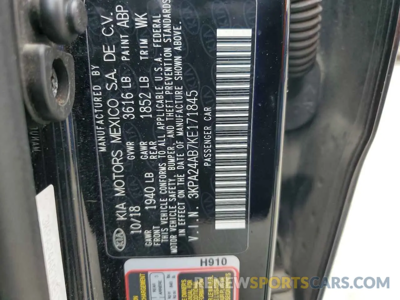 12 Photograph of a damaged car 3KPA24AB7KE171845 KIA RIO 2019