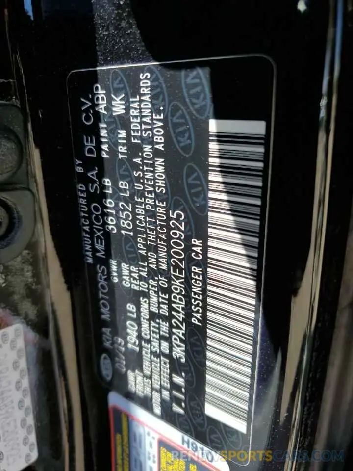 13 Photograph of a damaged car 3KPA24AB9KE200925 KIA RIO 2019