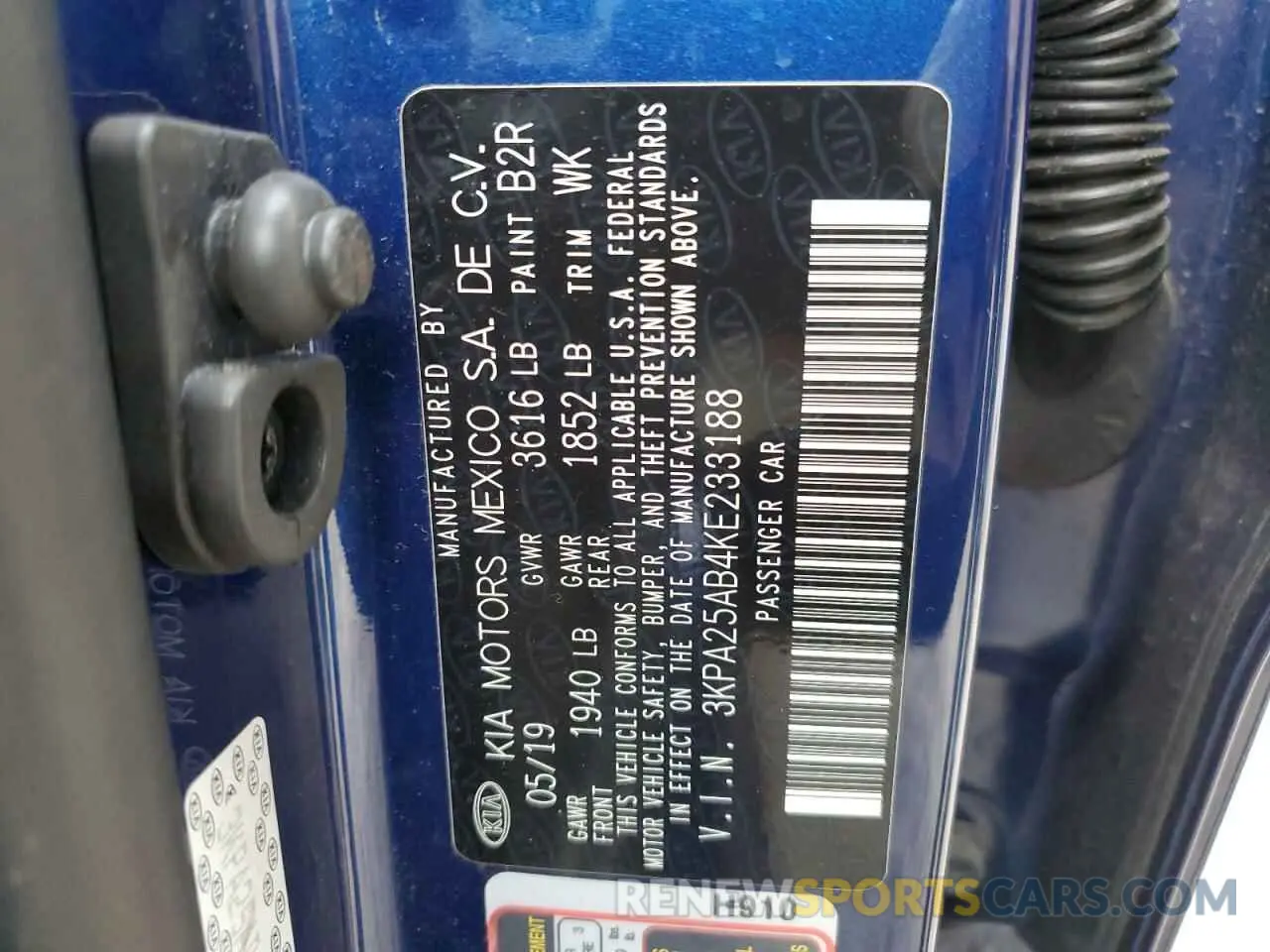 15 Photograph of a damaged car 3KPA25AB4KE233188 KIA RIO 2019