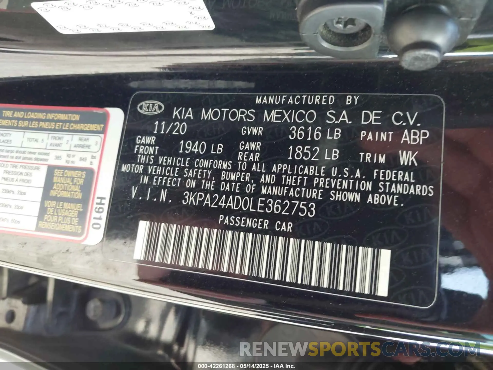 9 Photograph of a damaged car 3KPA24AD0LE362753 KIA RIO 2020