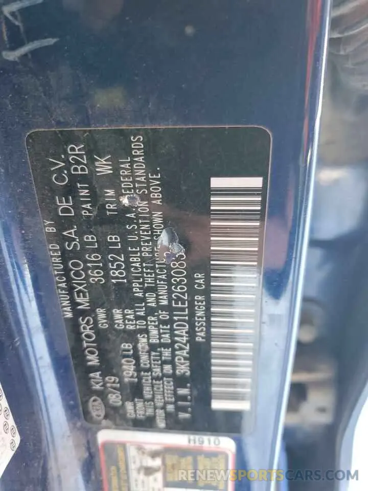 13 Photograph of a damaged car 3KPA24AD1LE263083 KIA RIO 2020