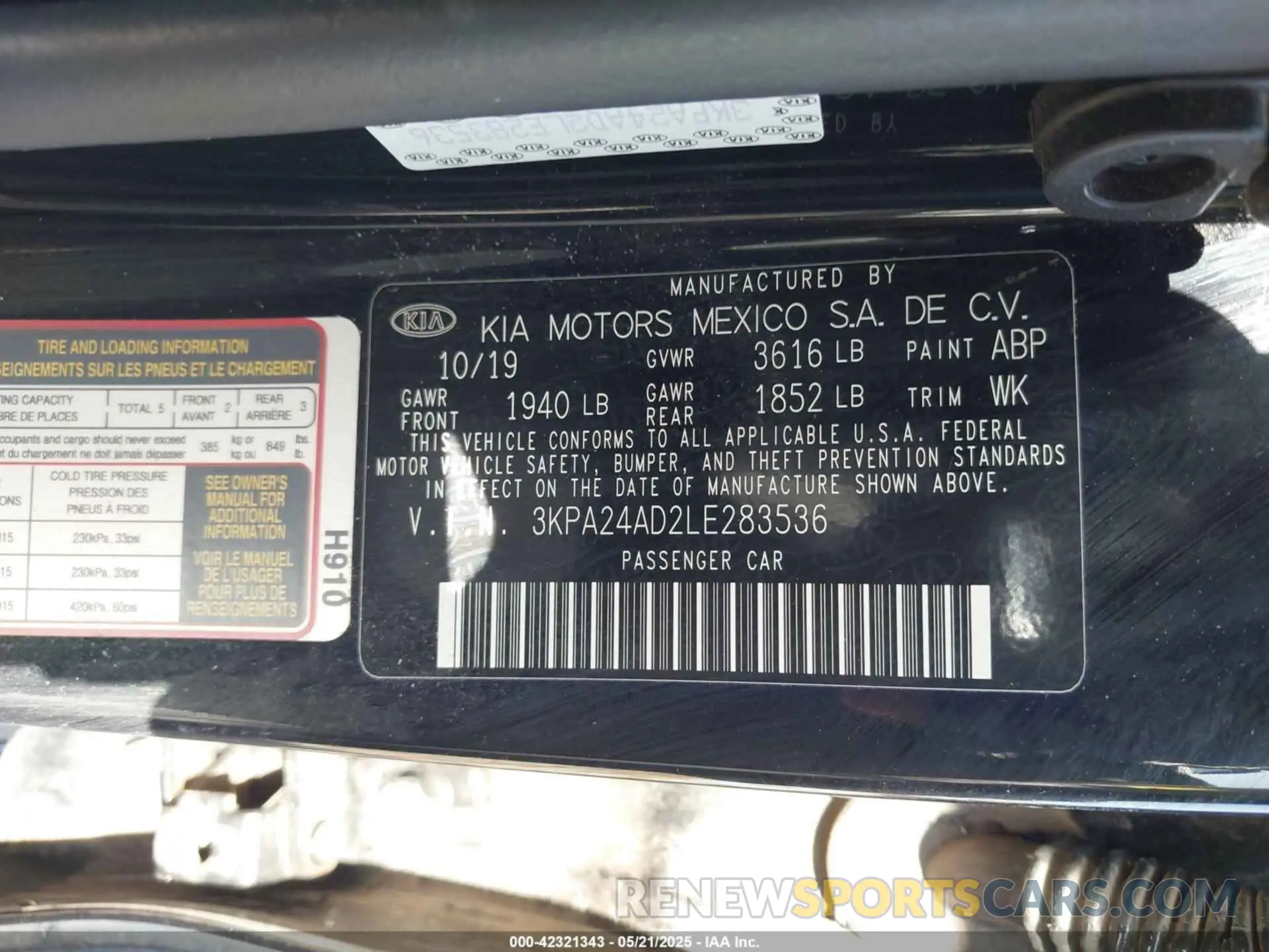 9 Photograph of a damaged car 3KPA24AD2LE283536 KIA RIO 2020