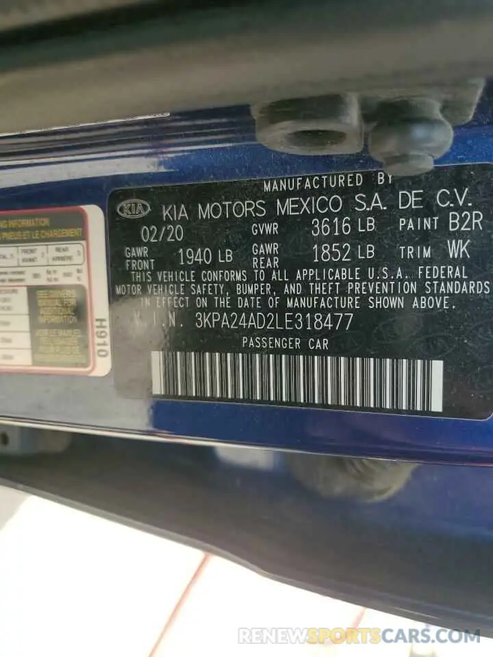 12 Photograph of a damaged car 3KPA24AD2LE318477 KIA RIO 2020