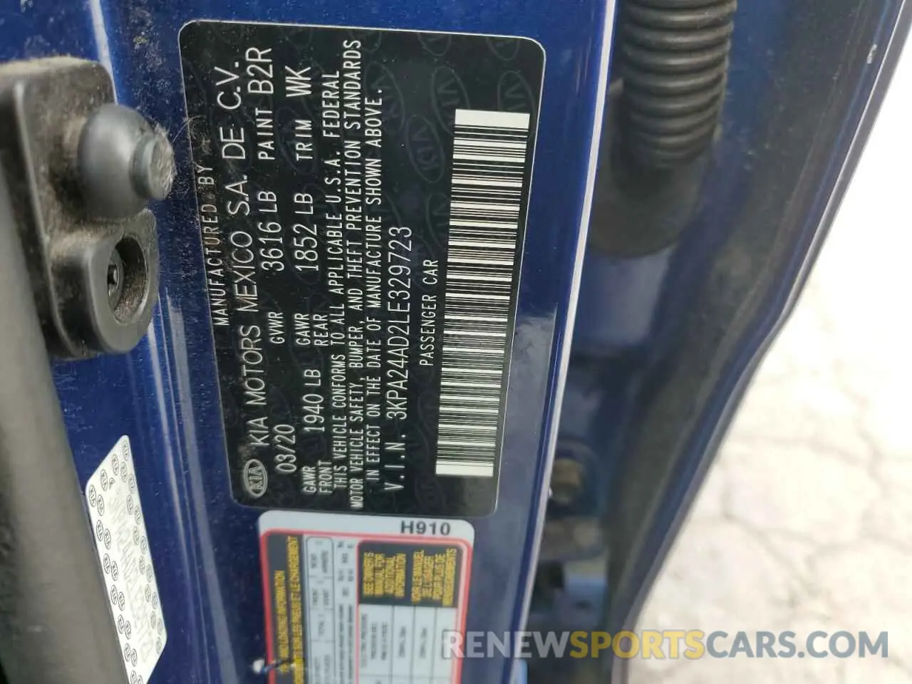 12 Photograph of a damaged car 3KPA24AD2LE329723 KIA RIO 2020