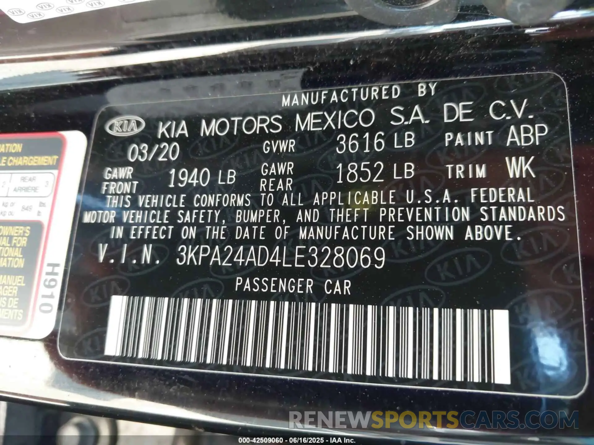 9 Photograph of a damaged car 3KPA24AD4LE328069 KIA RIO 2020