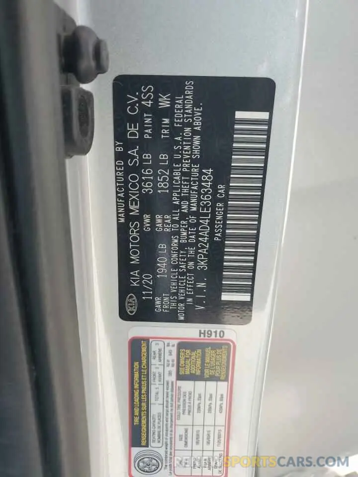 12 Photograph of a damaged car 3KPA24AD4LE363484 KIA RIO 2020