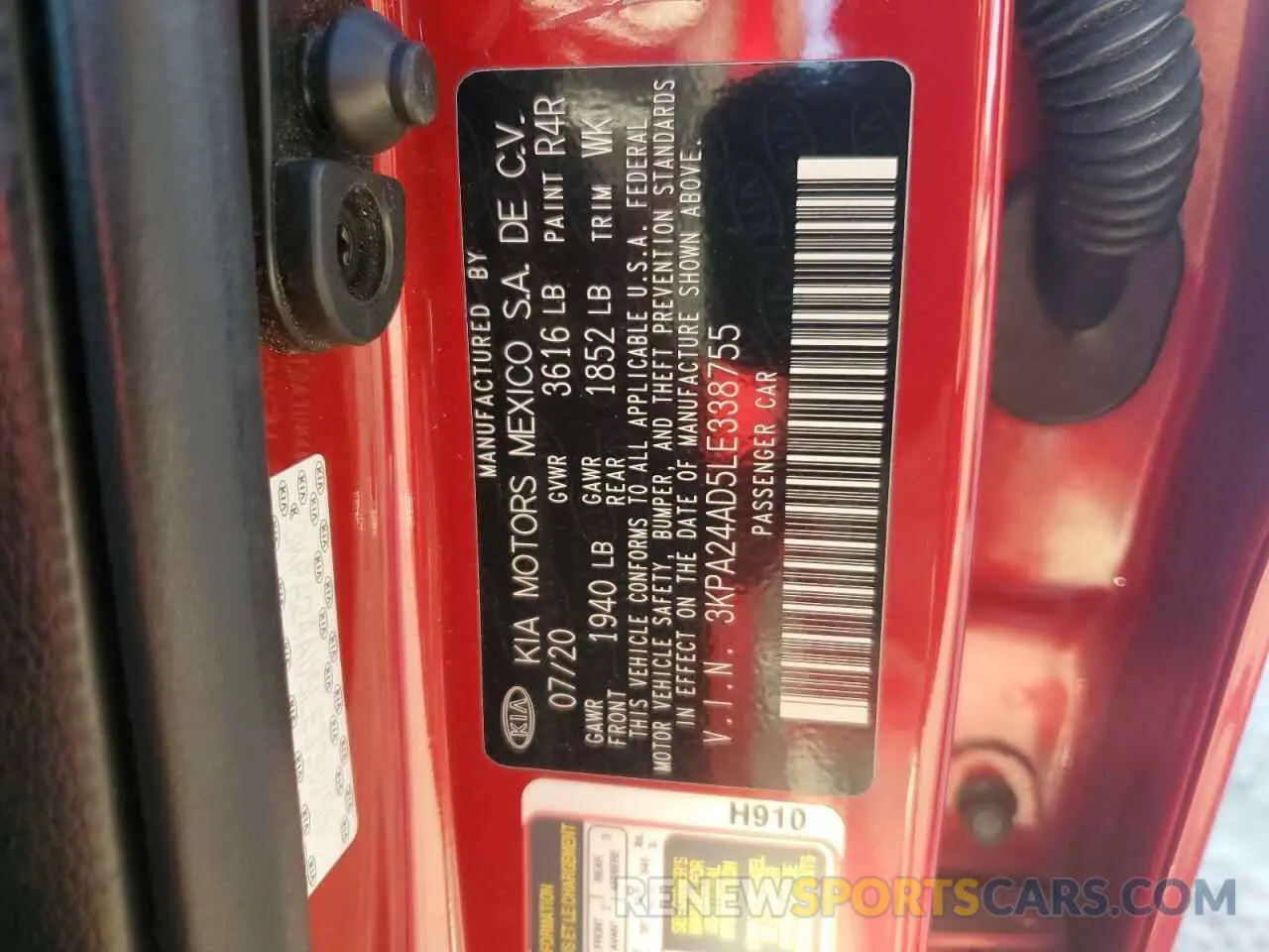 14 Photograph of a damaged car 3KPA24AD5LE338755 KIA RIO 2020