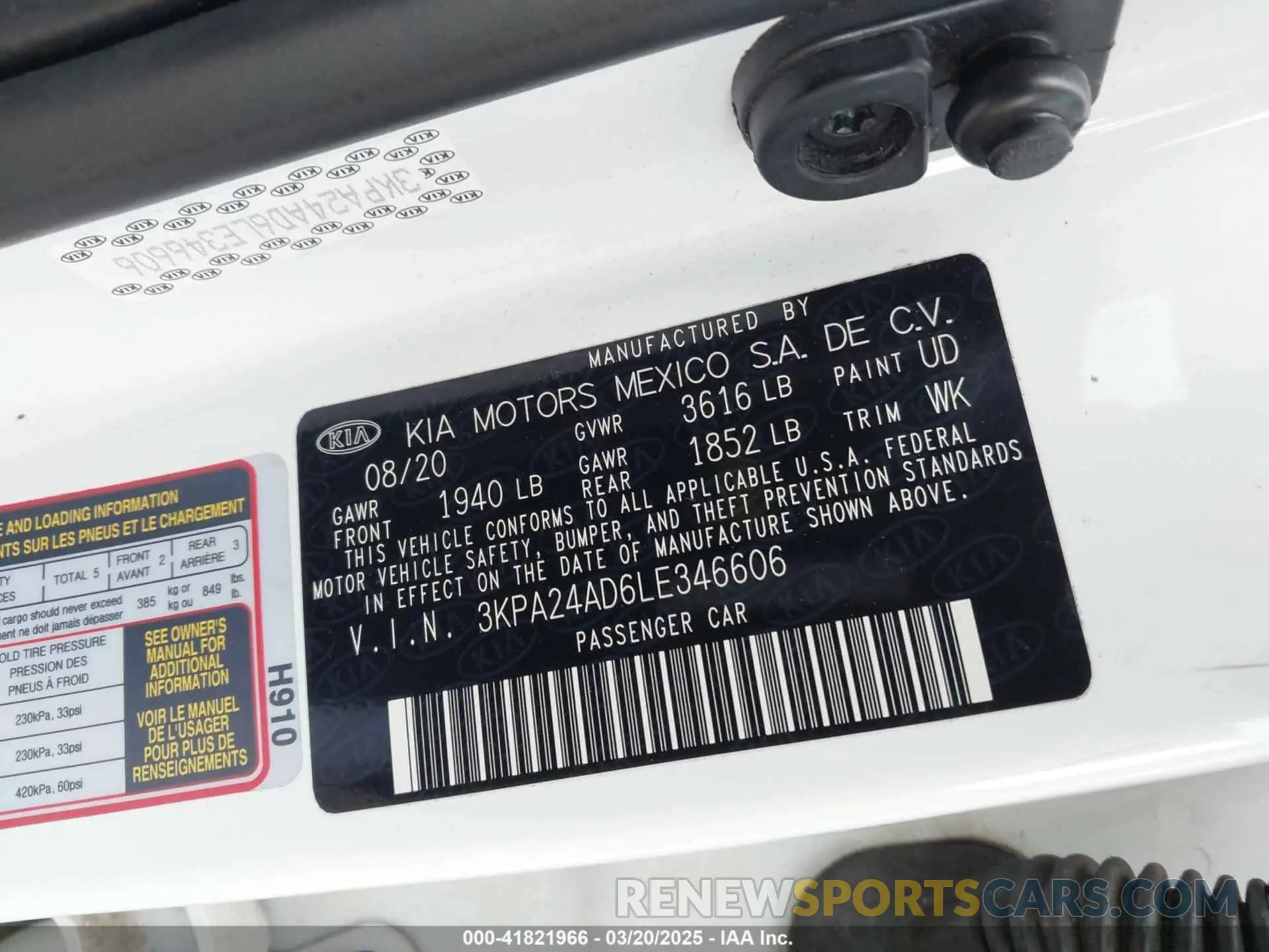 9 Photograph of a damaged car 3KPA24AD6LE346606 KIA RIO 2020
