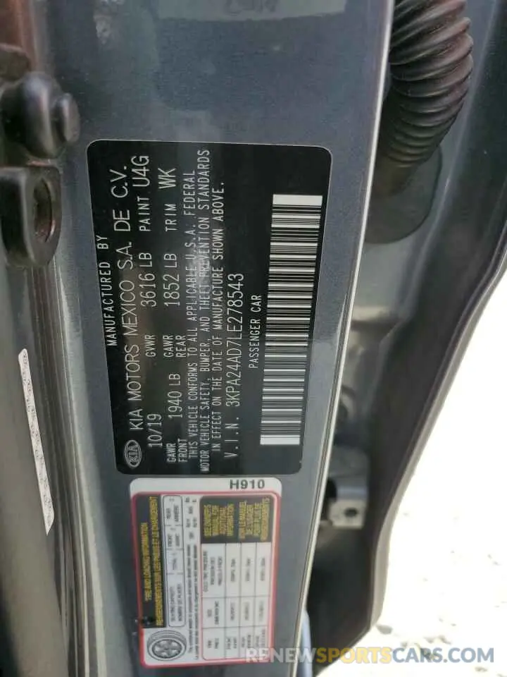 12 Photograph of a damaged car 3KPA24AD7LE278543 KIA RIO 2020