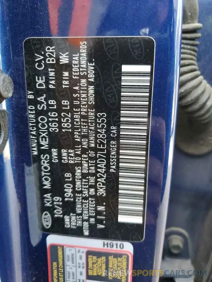 14 Photograph of a damaged car 3KPA24AD7LE284553 KIA RIO 2020