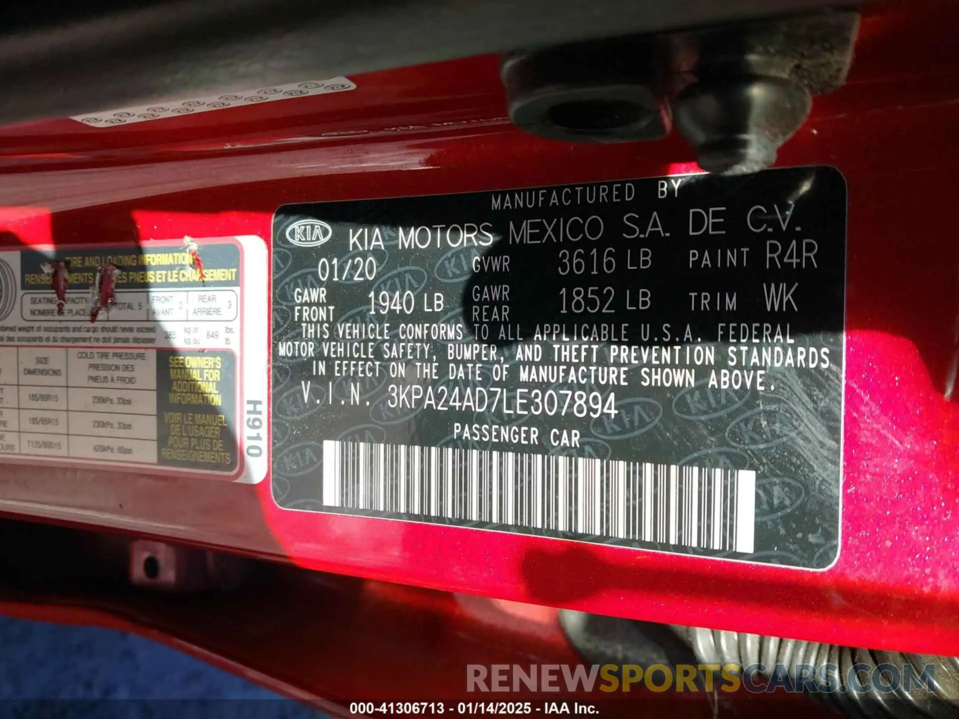9 Photograph of a damaged car 3KPA24AD7LE307894 KIA RIO 2020