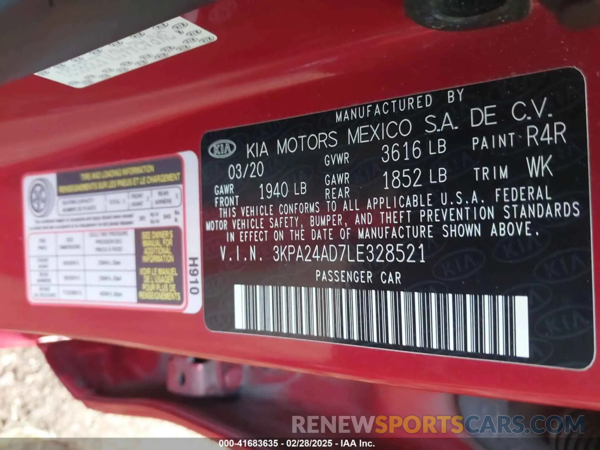8 Photograph of a damaged car 3KPA24AD7LE328521 KIA RIO 2020