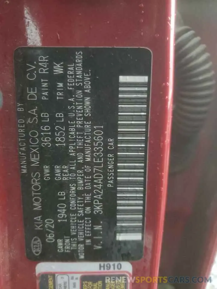 12 Photograph of a damaged car 3KPA24AD7LE335601 KIA RIO 2020