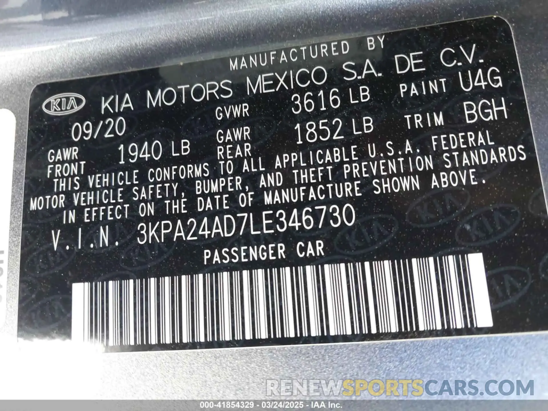 9 Photograph of a damaged car 3KPA24AD7LE346730 KIA RIO 2020