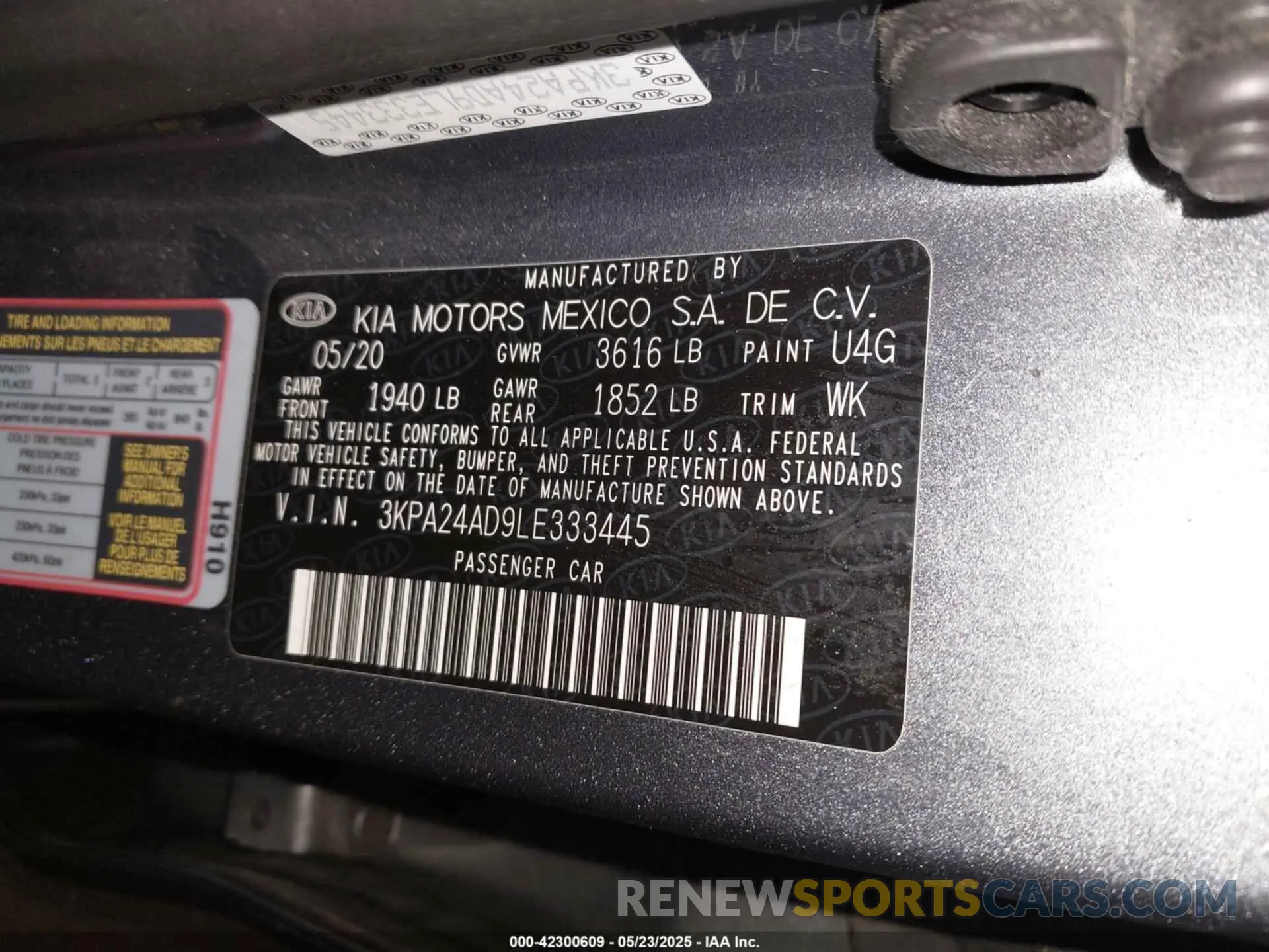 9 Photograph of a damaged car 3KPA24AD9LE333445 KIA RIO 2020