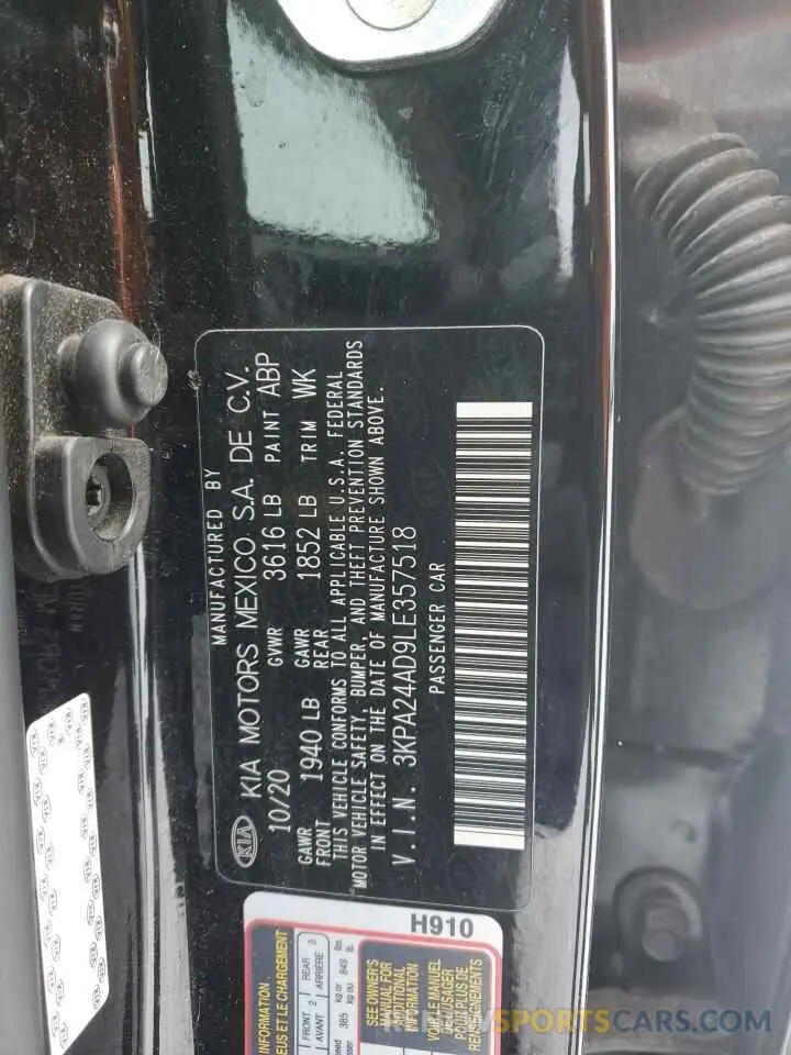 12 Photograph of a damaged car 3KPA24AD9LE357518 KIA RIO 2020