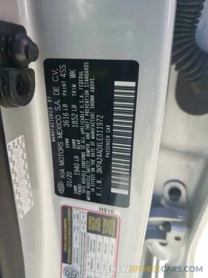 13 Photograph of a damaged car 3KPA24ADXLE311972 KIA RIO 2020
