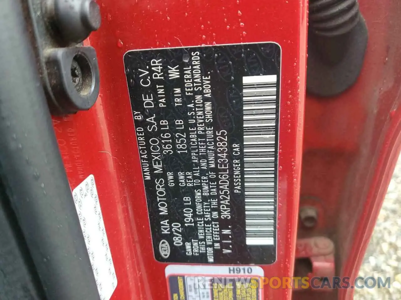 15 Photograph of a damaged car 3KPA25AD6LE343825 KIA RIO 2020