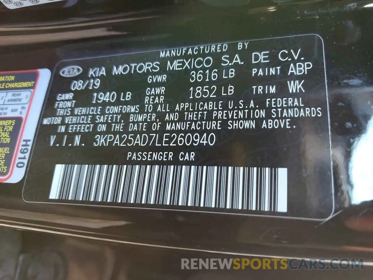 14 Photograph of a damaged car 3KPA25AD7LE260940 KIA RIO 2020