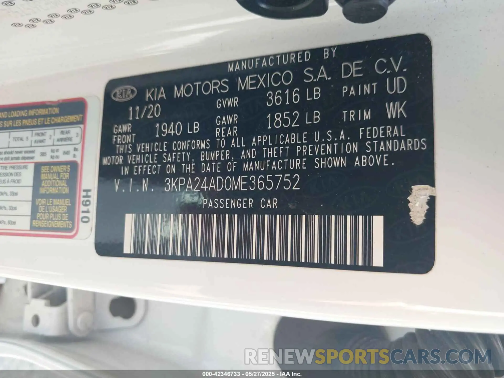 9 Photograph of a damaged car 3KPA24AD0ME365752 KIA RIO 2021