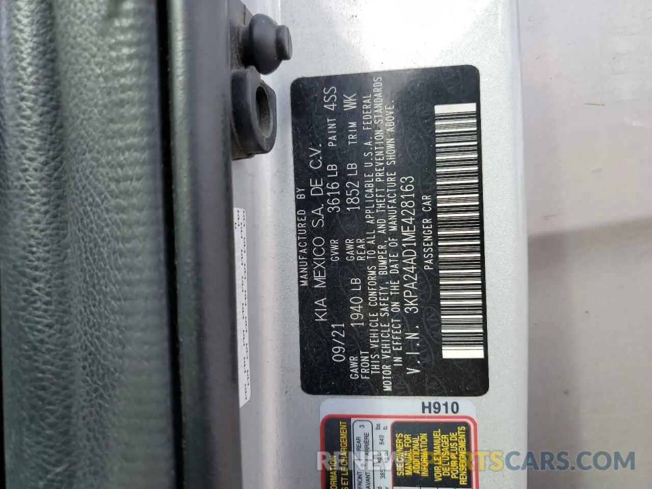 15 Photograph of a damaged car 3KPA24AD1ME428163 KIA RIO 2021