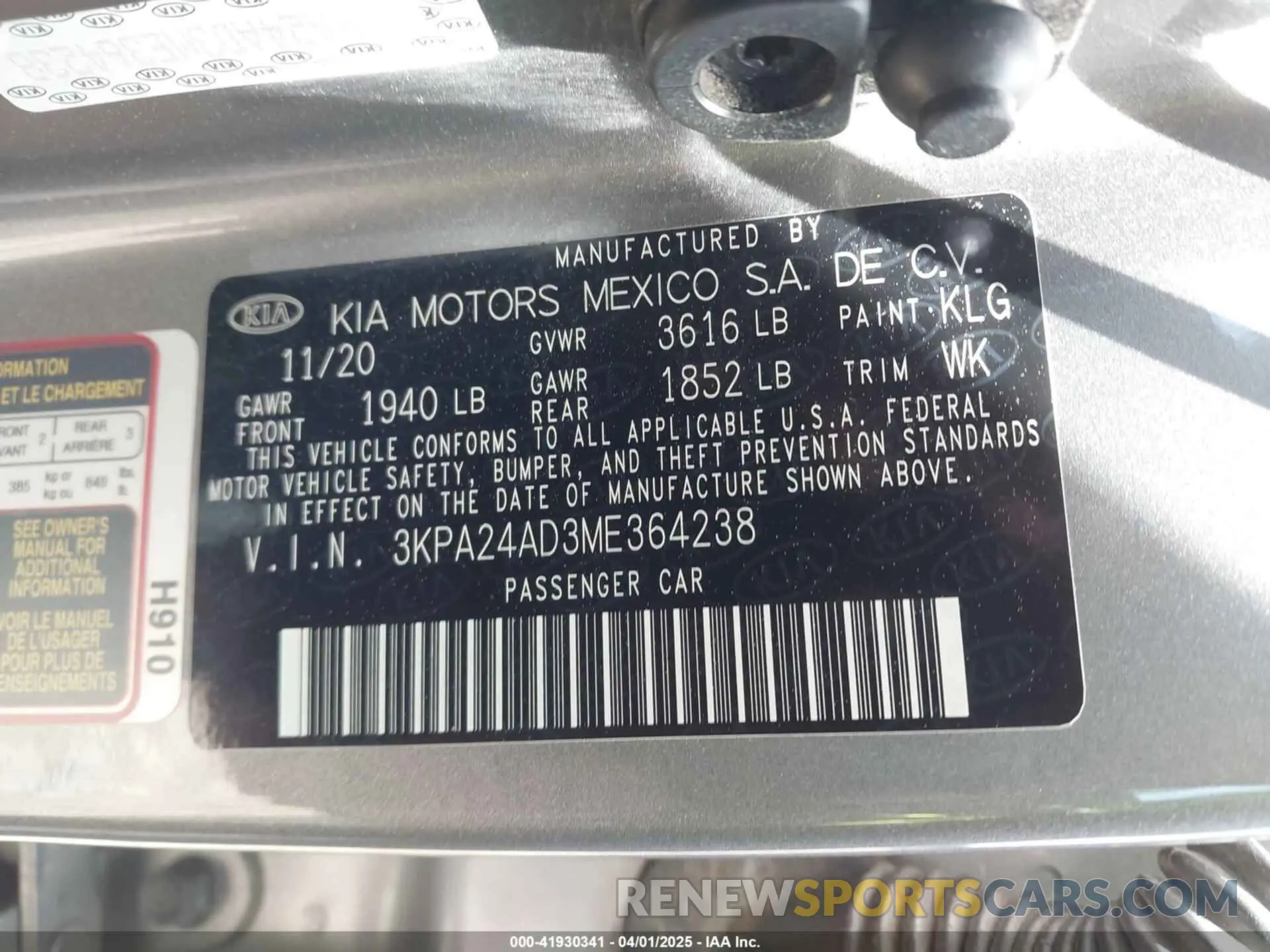 9 Photograph of a damaged car 3KPA24AD3ME364238 KIA RIO 2021