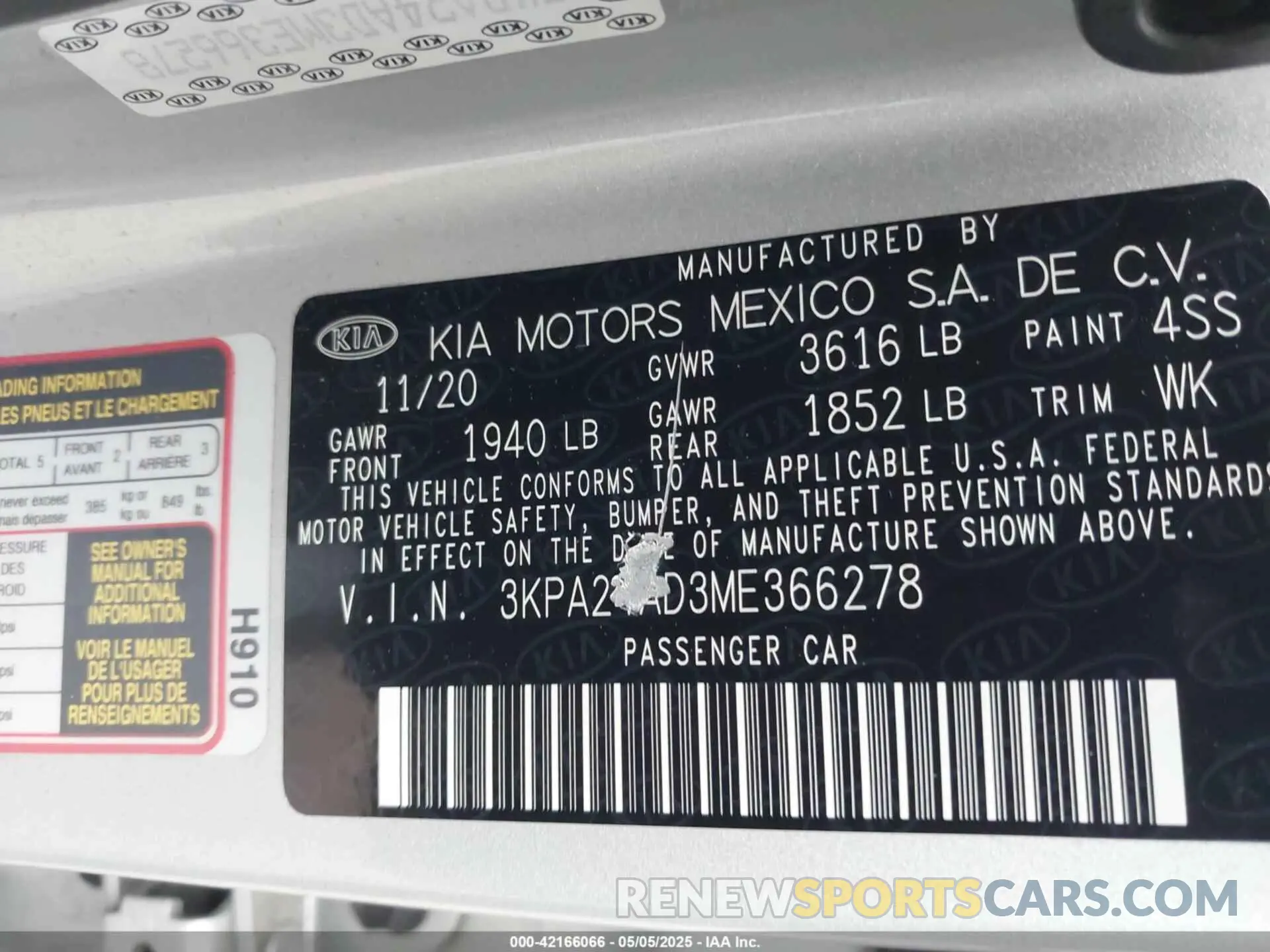 9 Photograph of a damaged car 3KPA24AD3ME366278 KIA RIO 2021