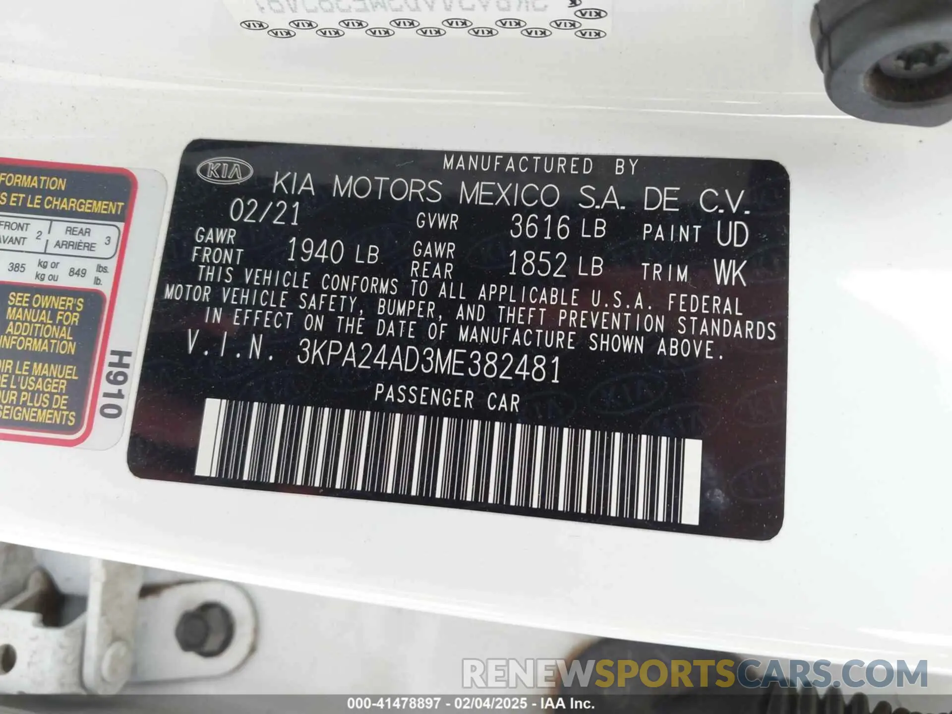 9 Photograph of a damaged car 3KPA24AD3ME382481 KIA RIO 2021