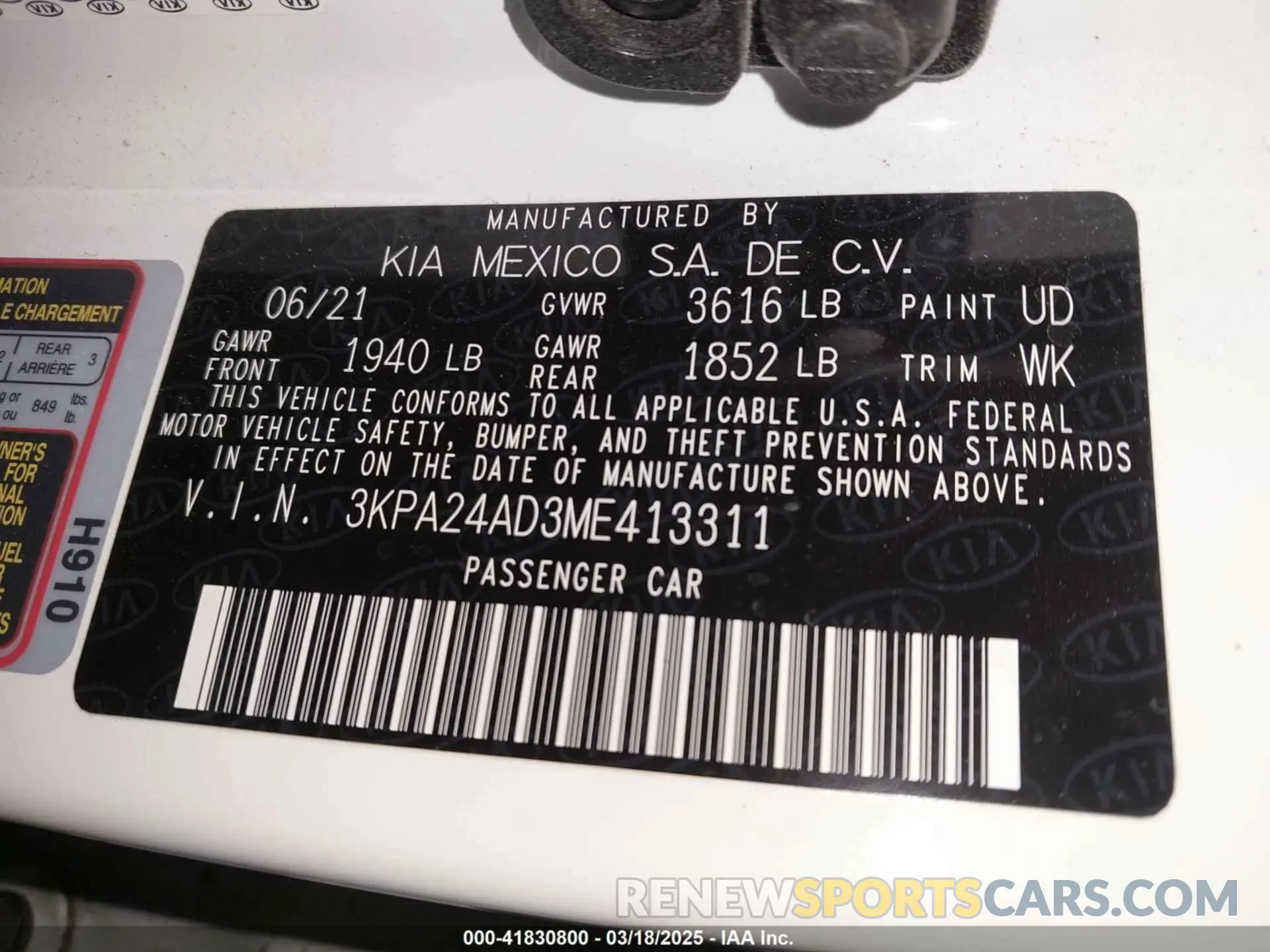 9 Photograph of a damaged car 3KPA24AD3ME413311 KIA RIO 2021